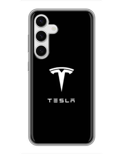 Чохол для Samsung Galaxy S24 з картинкою «Tesla White Logo»