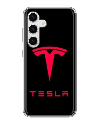 Чохол для Samsung Galaxy S24 з картинкою «Tesla Red Logo»