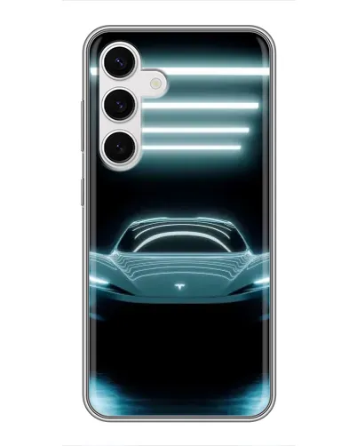 Чохол для Samsung Galaxy S24 з картинкою «Tesla в неоні»