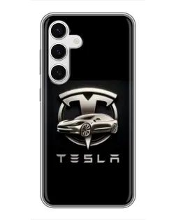Чехол для Samsung Galaxy S24 с картинкой «Tesla — серебристое авто» Чехол для Samsung Galaxy S24 с картинкой «Tesla — серебристое авто»