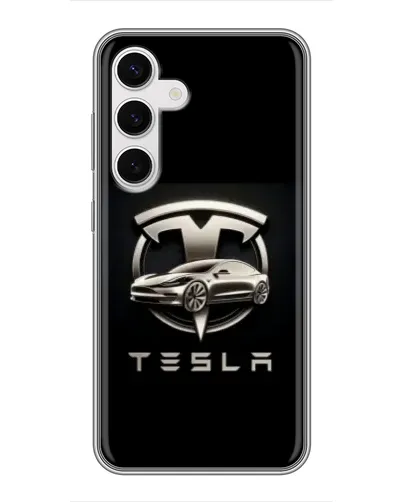 Чохол для Samsung Galaxy S24 з картинкою «Tesla — срібне авто»