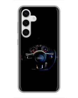 Чехол для Samsung Galaxy S24 с картинкой «Салон Audi — руль»