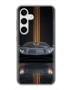 Чехол для Samsung Galaxy S24 с картинкой «Lamborghini золотые линии»