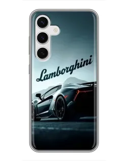 Чехол для Samsung Galaxy S24 с картинкой «Классическая надпись Lamborghini»