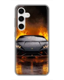 Чехол для Samsung Galaxy S24 с картинкой «Lamborghini в огне»
