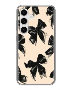 Чехол для Samsung Galaxy S24 с картинкой «Паттерн черные банты»