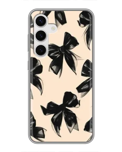 Чехол для Samsung Galaxy S24 с картинкой «Паттерн черные банты»