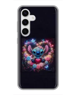 Чехол для Samsung Galaxy S24 с картинкой «Stitch в цветах»