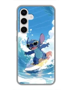 Чехол для Samsung Galaxy S24 с картинкой «Стич на волне»