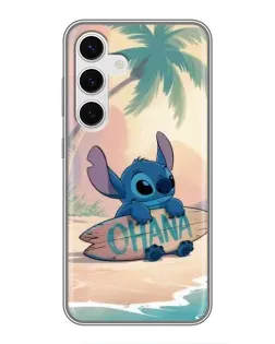 Чехол для Samsung Galaxy S24 с картинкой «Стич на серфе»