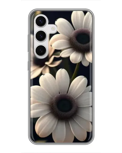 Чехол для Samsung Galaxy S24 с картинкой «Белые маргаритки макро»