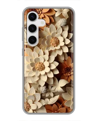Чехол для Samsung Galaxy S24 с картинкой «Бежевый флористический декор»