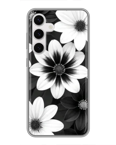 Чехол для Samsung Galaxy S24 с картинкой «Монохромные астры»