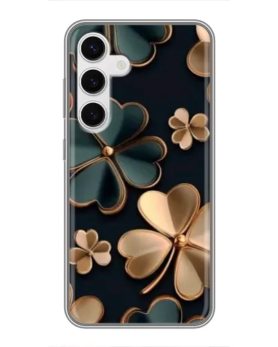 Чехол для Samsung Galaxy S24 с картинкой «Клевер в золоте»
