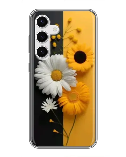 Чехол для Samsung Galaxy S24 с картинкой «Подсолнух и ромашка»