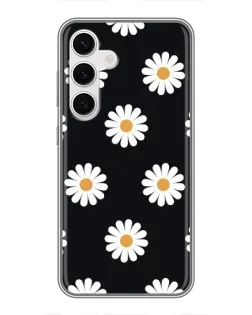 Чехол для Samsung Galaxy S24 с картинкой «Ромашки на черном» Чехол для Samsung Galaxy S24 с картинкой «Ромашки на черном»