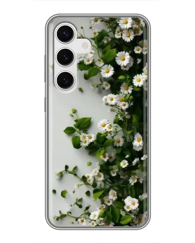 Чехол для Samsung Galaxy S24 с картинкой «Ветка мелких белых цветов»