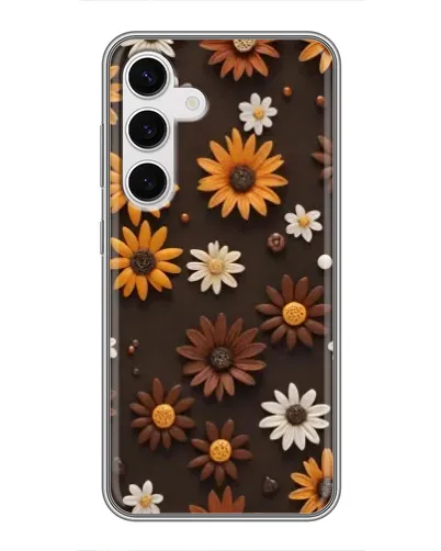 Чехол для Samsung Galaxy S24 с картинкой «Узор из маленьких подсолнухов»