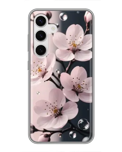 Чехол для Samsung Galaxy S24 с картинкой «Нежная сакура и капли» Чехол для Samsung Galaxy S24 с картинкой «Нежная сакура и капли»