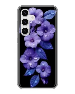 Чехол для Samsung Galaxy S24 с картинкой «Фиолетовые цветы с росою»