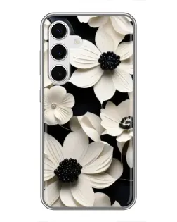 Чехол для Samsung Galaxy S24 с картинкой «Объемные белые цветы» Чехол для Samsung Galaxy S24 с картинкой «Объемные белые цветы»