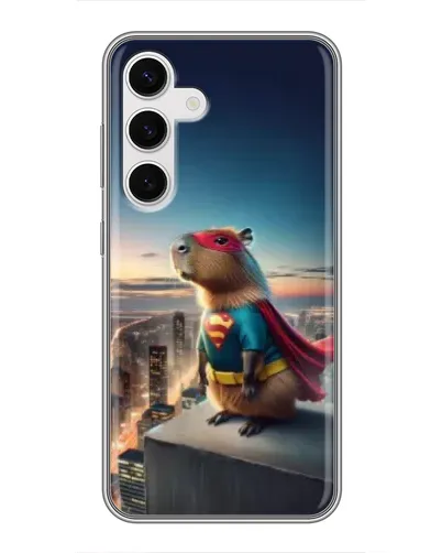 Чехол для Samsung Galaxy S24 с картинкой «Капи-мен супергерой»
