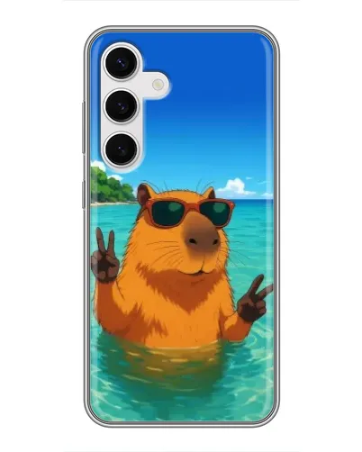 Чехол для Samsung Galaxy S24 с картинкой «Морская капибара»