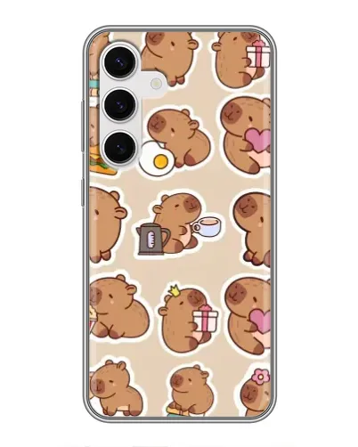Чехол для Samsung Galaxy S24 с картинкой «Капибары паттерн»