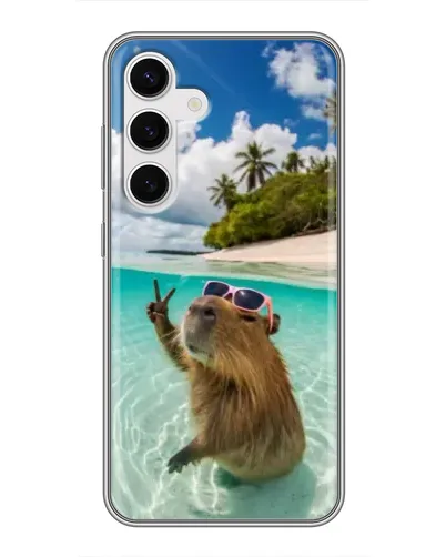 Чехол для Samsung Galaxy S24 с картинкой «Капибара на море»
