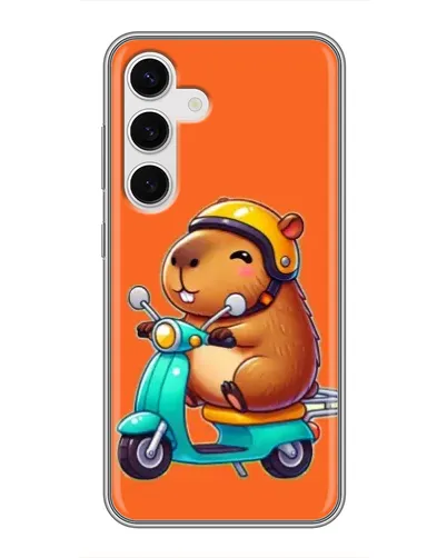 Чехол для Samsung Galaxy S24 с картинкой «Капибара на скутере»