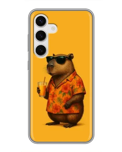 Чехол для Samsung Galaxy S24 с картинкой «Капибара на отдыхе»