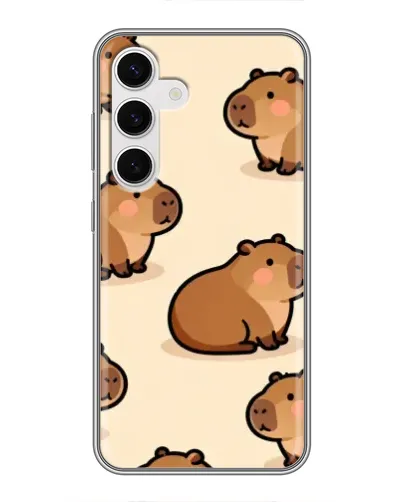 Чехол для Samsung Galaxy S24 с картинкой «Паттерн милых капибар»