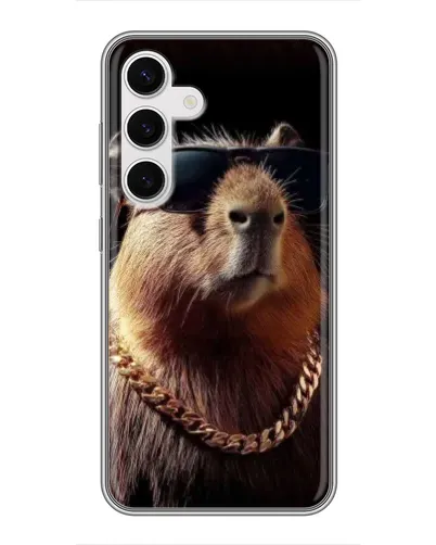Чехол для Samsung Galaxy S24 с картинкой «Капибара золотая цепь»
