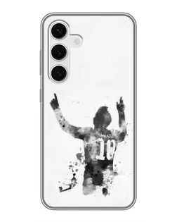 Чехол для Samsung Galaxy S24 с картинкой «Черно-белый силуэт Месси»