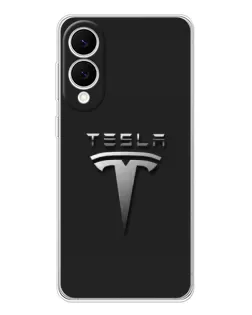 Чехол для Samsung Galaxy S25 Edge с картинкой «Стальной логотип Tesla» Чехол для Samsung Galaxy S25 Edge с картинкой «Стальной логотип Tesla»