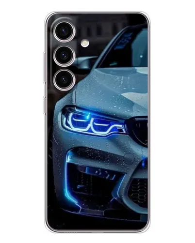 Чехол для Samsung Galaxy S25 FE с картинкой «Взгляд BMW с синими фарами»