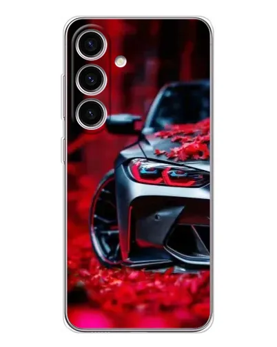 Чехол для Samsung Galaxy S25 FE с картинкой «Спортивная BMW и цветы»