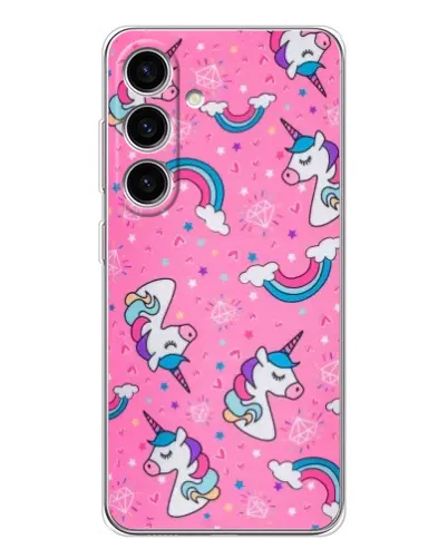 Чехол для Samsung Galaxy S25 FE с картинкой «Unicorn паттерн розовый»