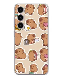 Чехол для Samsung Galaxy S25 FE с картинкой «Капибары паттерн»