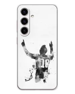 Чехол для Samsung Galaxy S25 FE с картинкой «Черно-белый силуэт Месси»
