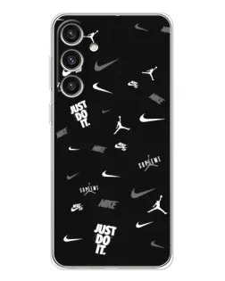 Чехол для Samsung Galaxy S25 Plus с картинкой «Nike Black Pattern» Чехол для Samsung Galaxy S25 Plus с картинкой «Nike Black Pattern»