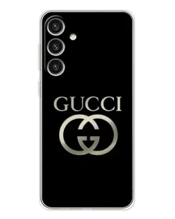 Чехол для Samsung Galaxy S25 Plus с картинкой «Gucci — золото на черном»