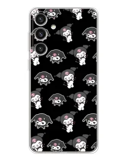 Чехол для Samsung Galaxy S25 Plus с картинкой «Черный паттерн Kuromi»