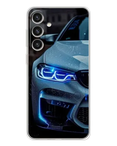 Чехол для Samsung Galaxy S25 Plus с картинкой «Взгляд BMW с синими фарами»