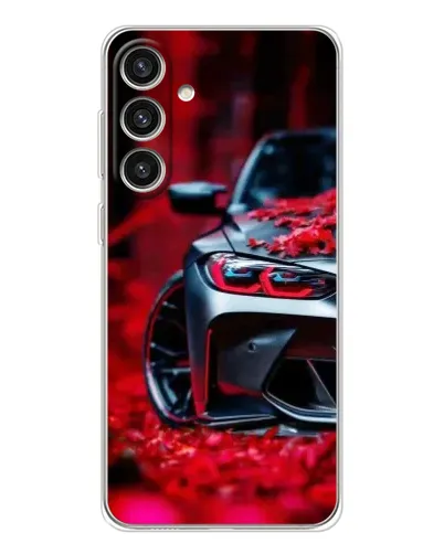 Чехол для Samsung Galaxy S25 Plus с картинкой «Спортивная BMW и цветы»