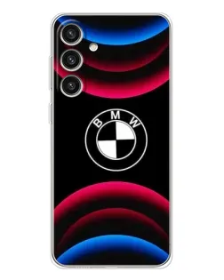 Чехол для Samsung Galaxy S25 Plus с картинкой «Логотип BMW и неоновые дуги»