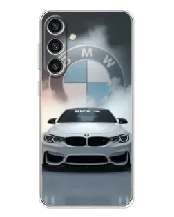 Чехол для Samsung Galaxy S25 Plus с картинкой «BMW в белом дыму»
