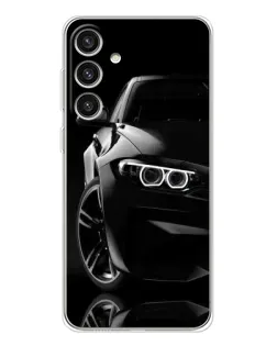 Чехол для Samsung Galaxy S25 Plus с картинкой «Черная BMW — профиль»