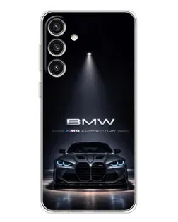 Чехол для Samsung Galaxy S25 Plus с картинкой «BMW сквозь ночной город»