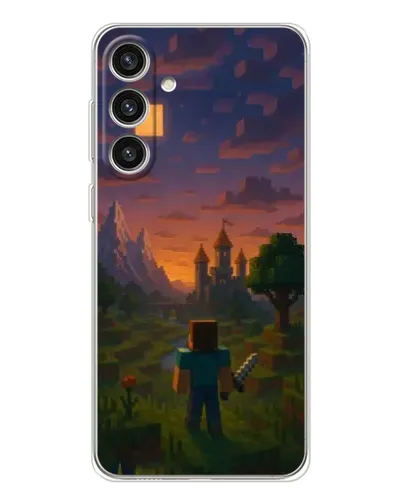 Чехол для Samsung Galaxy S25 Plus с картинкой «Стив у башни» Чехол для Samsung Galaxy S25 Plus с картинкой «Стив у башни»